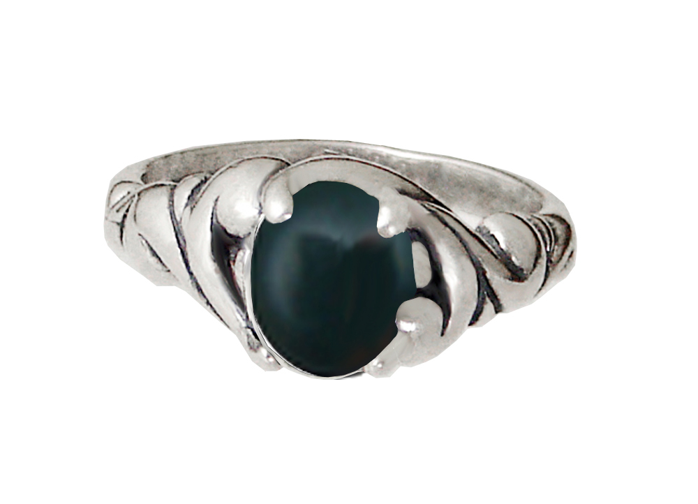 Sterling Silver Gemstone Ring With Bloodstone Size 6